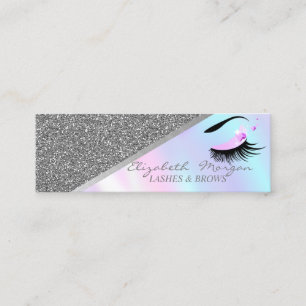 Carte De Visite Mini Parties scintillant Argent Moderne, Faux Lashes Ho