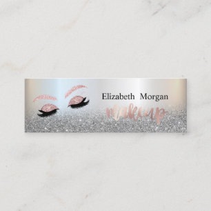 Carte De Visite Mini Parties scintillant Argent Moderne Ombre Faux Lash