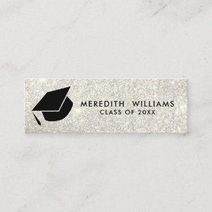 Carte De Visite Mini Parties scintillant blanche Grad Casquette Grad Gr