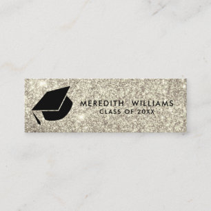 Carte De Visite Mini Parties scintillant d'argent Inscription du diplôm