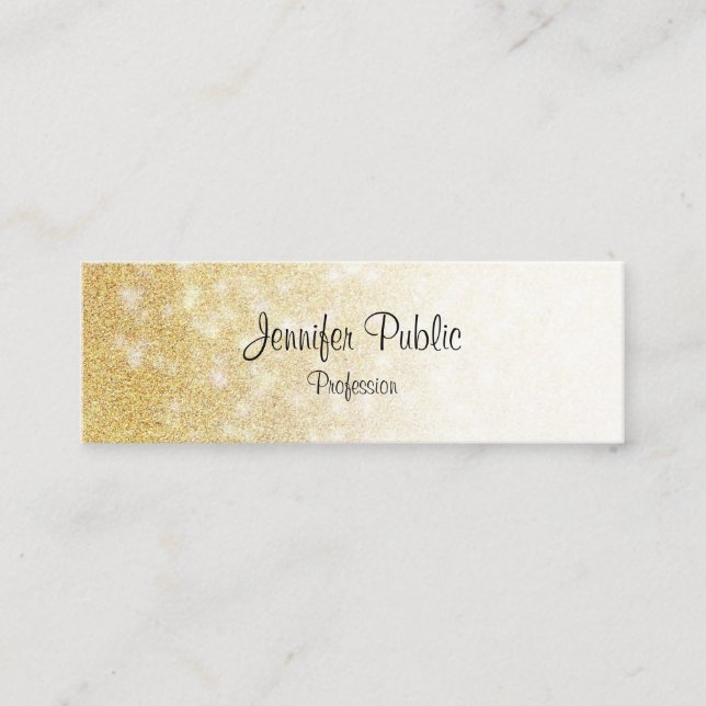 Carte De Visite Mini Parties scintillant d'or moderne Calligraphie Scri (Devant)