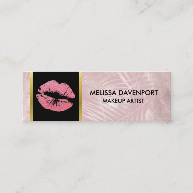 Carte De Visite Mini Parties scintillant rose lèvres et Rose Gold Tropi (Devant)