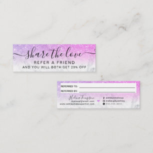 Carte De Visite Mini Parties scintillant rose violet ombre marbre chic 