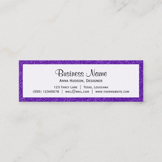 Carte De Visite Mini Parties scintillant violette, Étincelante, Arrière (Devant)