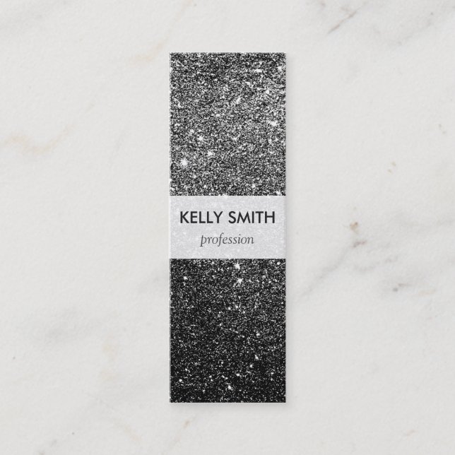 Carte De Visite Mini Parties scintillantes élégantes de noir de Faux (Devant)