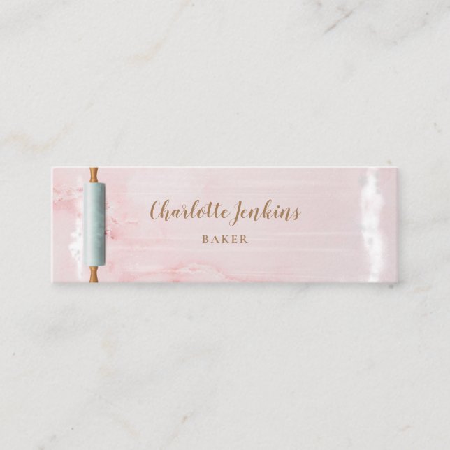 Carte De Visite Mini Pâtisserie Marbre rose Rolling Pin Pâtisserie Chef (Devant)