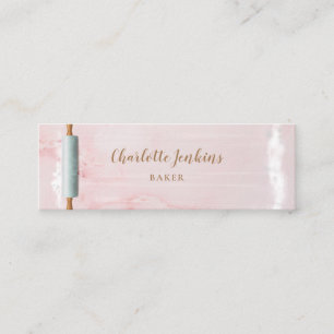 Carte De Visite Mini Pâtisserie Rouleau en marbre rose Pâtissier