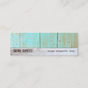 Carte De Visite Mini Pays Nature Patiné Rustique Turquoise Bois