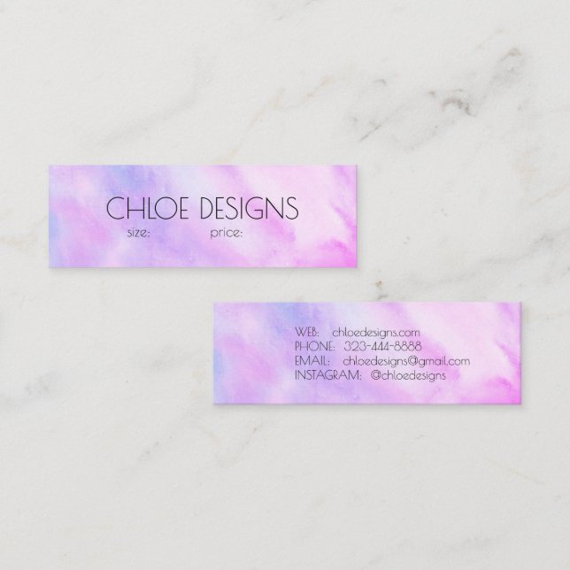 Carte De Visite Mini Peinture à l'aquarelle douce violet Abstraite Hang (Devant / Derrière)