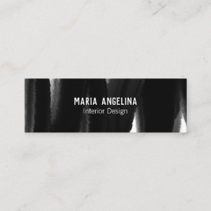 Carte De Visite Mini Peinture à pinceau noir blanc aquarelle