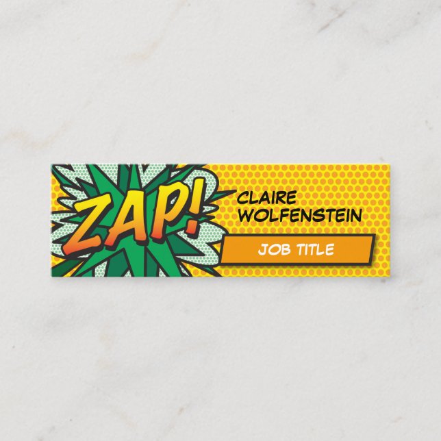 Carte De Visite Mini Personnalisé Pop Art Comic Book ZAP! (Devant)