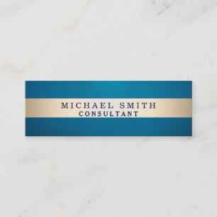 Carte De Visite Mini Personnaliser Marine Blue Faux Gold Foil Strited M