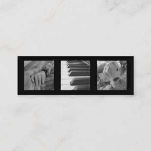 Carte De Visite Mini Petit 3 photo ou logo noir moderne chic