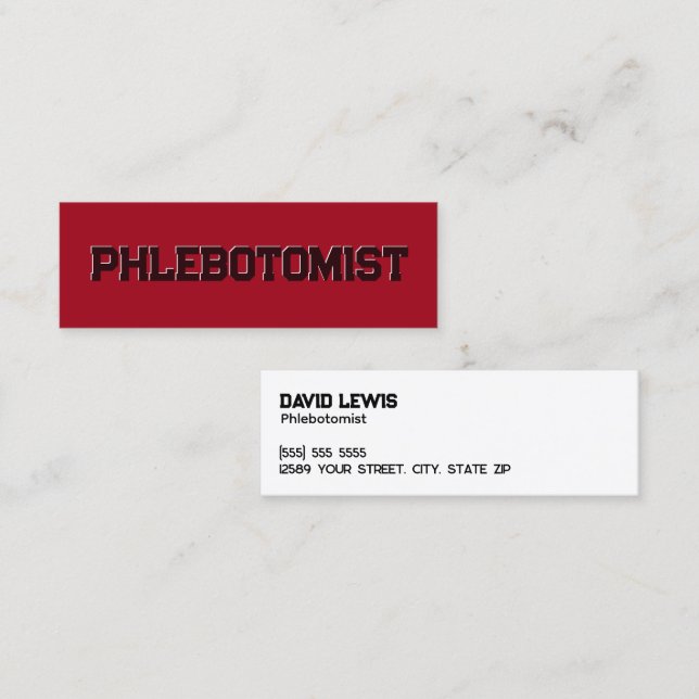 Carte De Visite Mini Phlebotomiste (Devant / Derrière)