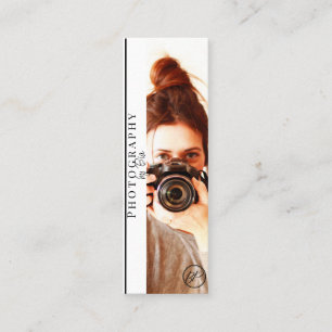 Carte De Visite Mini Photographie de votre logo noir et blanc minimalis