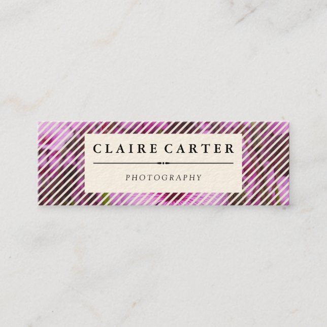 Carte De Visite Mini Photographie Floral Diagonal Stripes (Devant)