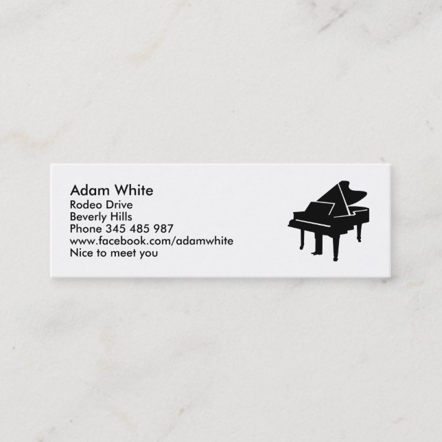 Carte De Visite Mini Piano à queue noir (Devant)