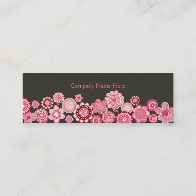 Carte De Visite Mini Pink Garden Grey Skinny Business Profile Card (Devant)