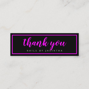 Carte De Visite Mini Pink Neon Moderne tendance ongles de cheveux Salon