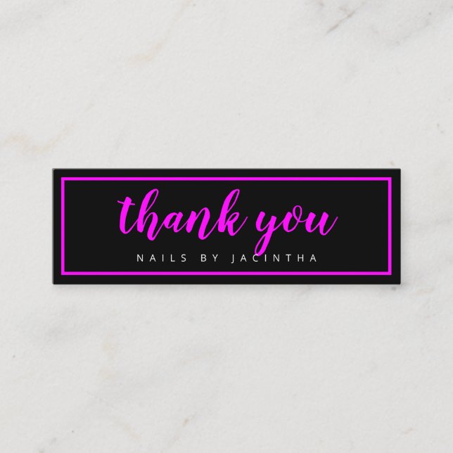 Carte De Visite Mini Pink Neon Moderne tendance ongles de cheveux Salon (Devant)