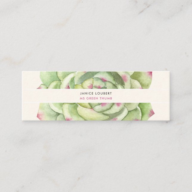 Carte De Visite Mini PixDezines Aquarelle Succulente, Rose du désert (Devant)