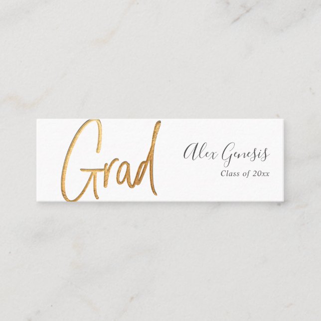 Carte De Visite Mini PixDezines Faux Gold Grad Name Card (Devant)