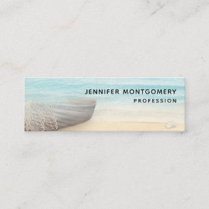 Carte De Visite Mini Plage côtière avec bateau à moteur en bois Mini en