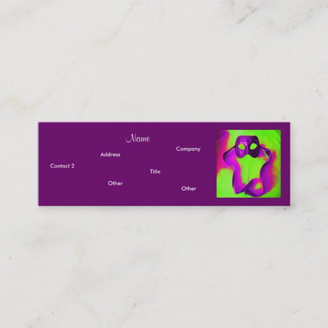 Carte De Visite Mini Planificateur d'événements - Masquerade II (Devant)