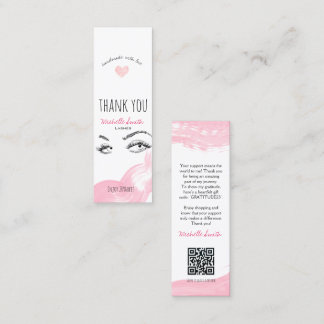 Carte De Visite Mini Pointes de maquillage Merci rose Qr Code remise