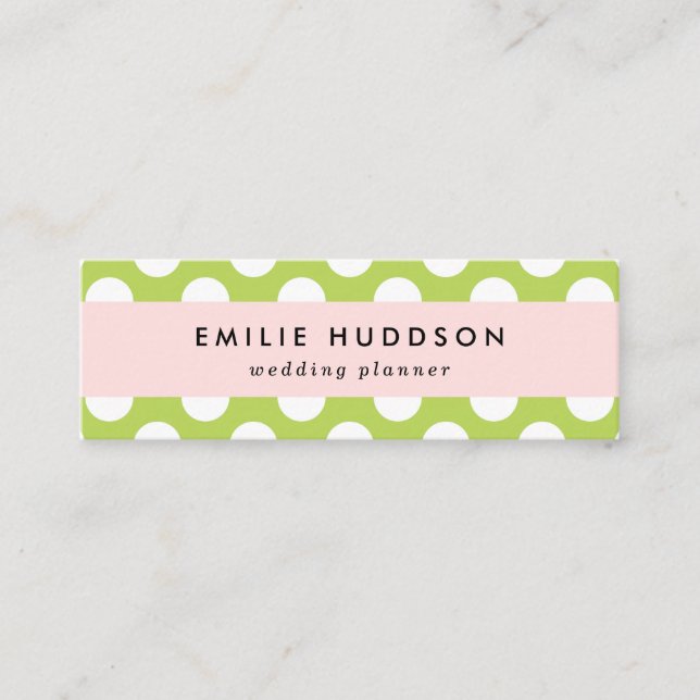 Carte De Visite Mini Pois verts, Motif à points Polka, points, pointill (Devant)