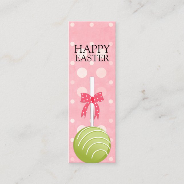 Carte De Visite Mini Pops de gâteaux rose et vert Joyeux Tags de Pâques (Devant)