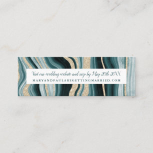 Carte De Visite Mini Porte vert turquoise moderne marbre mariage détai