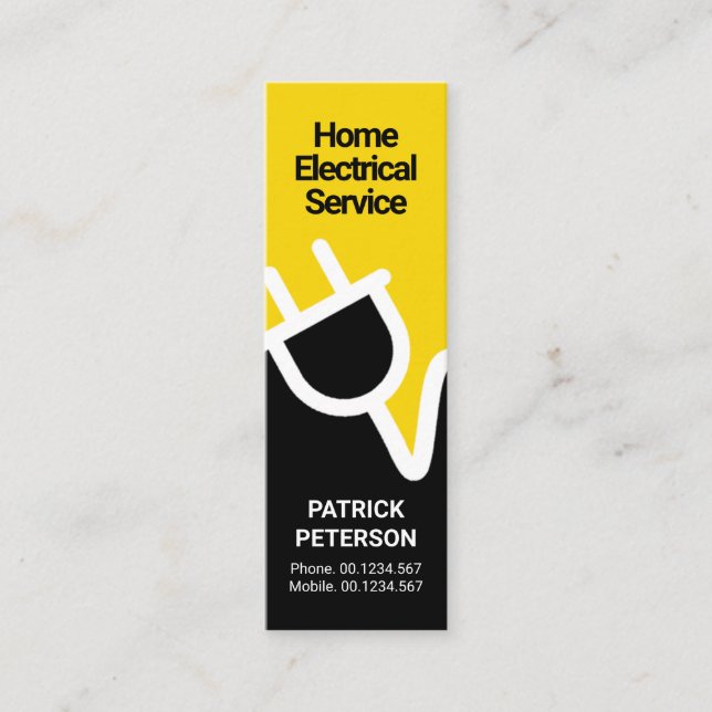 Carte De Visite Mini Prise électrique jaune vif (Devant)