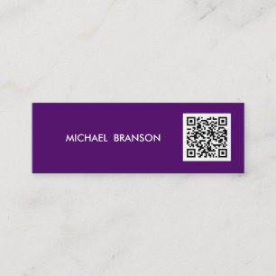 Carte De Visite Mini Professional Modern PURPLE Minimaliste QR CODE