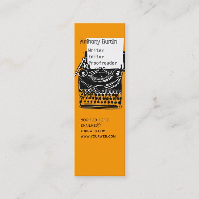 Carte De Visite Mini Professionnel de dessin de machine à écrire (Devant)