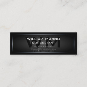 Carte De Visite Mini Professionnel de monogramme encadré par noir -