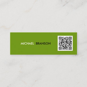 Carte De Visite Mini Professionnel Vert Vert Noir Minimal QR CODE
