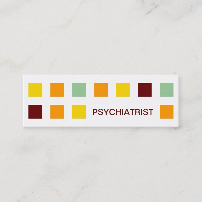 Carte De Visite Mini PSYCHIATRIST (carrés modernes) (Devant)
