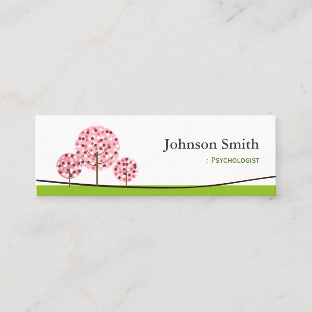 Carte De Visite Mini Psychologue - Logo d'arbre d'attente rose mignon (Devant)