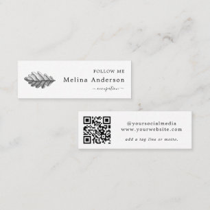 Carte De Visite Mini QR Code Feuille de chêne Médias sociaux Mini Carte