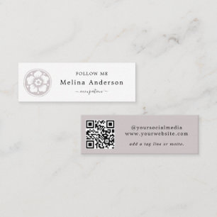 Carte De Visite Mini QR Code Muet rose médias sociaux