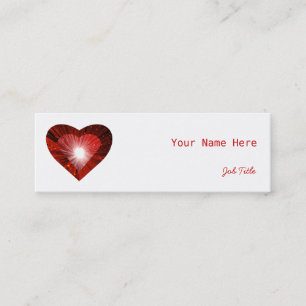 Carte De Visite Mini Red Heart 'heart' business card side white skinny