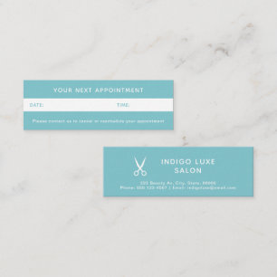 Carte De Visite Mini Rendez-vous au salon de coiffure Ciseaux Turquoise