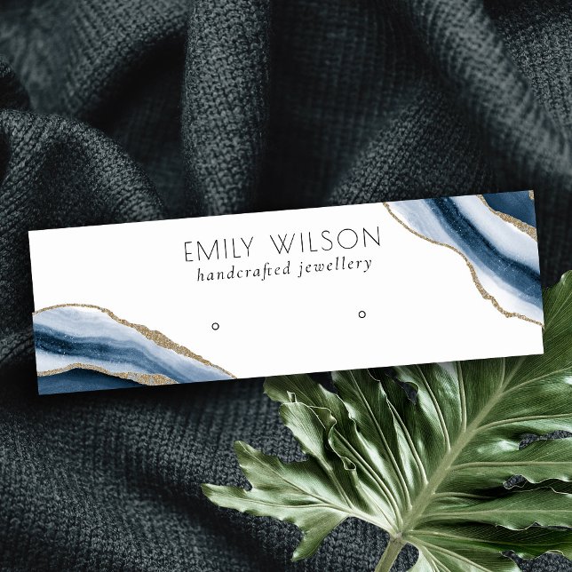 Carte De Visite Mini Résumé Agate Marine Bleu Gold Écran d'oreille (Créateur téléchargé)