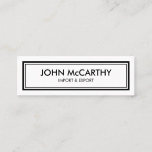 Carte De Visite Mini Rétro Black White Professionnel Élégant Minimal