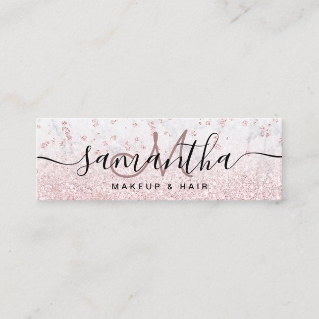 Carte De Visite Mini rose de maquillage parties scintillant en marbre b (Devant)