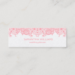 Carte De Visite Mini Rose et blanc Vintage Paisley Lace Wedding planner
