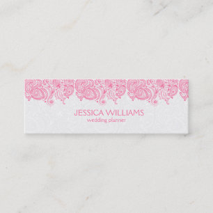 Carte De Visite Mini Rose et blanc Vintage Paisley Lace Wedding planner