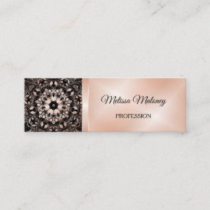 Carte De Visite Mini Rose Gold Black Floral Mandala