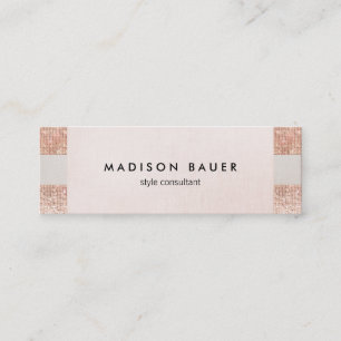 Carte De Visite Mini Rose Gold Sequin Pink Linen Beauté Salon Styliste